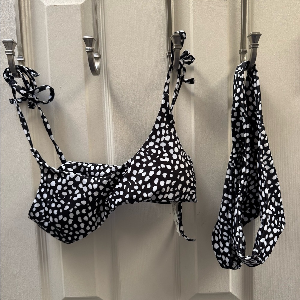 Black & White Polka Dot Bikini Top and Bottom - Women Intimates